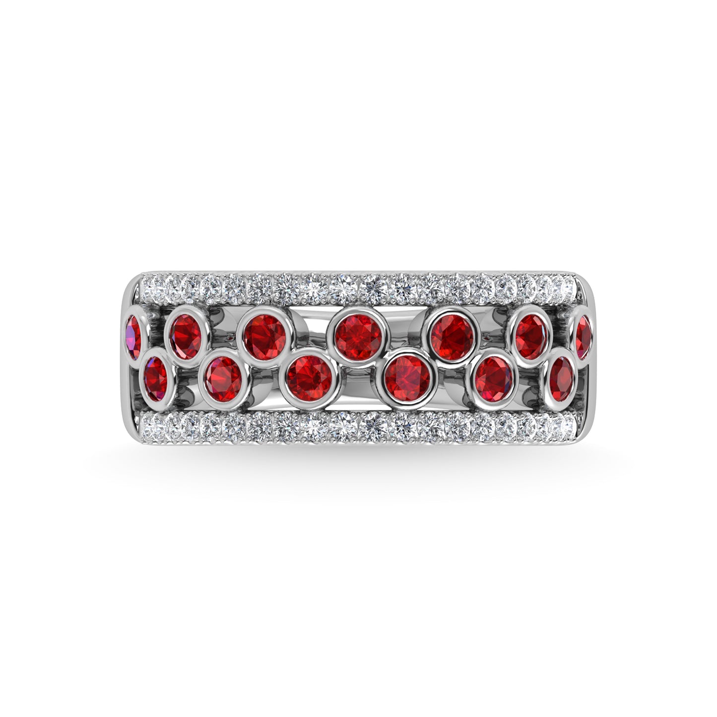 14K White Gold Diamond and Ruby 3/4 Ct.Tw. Fashion Ring