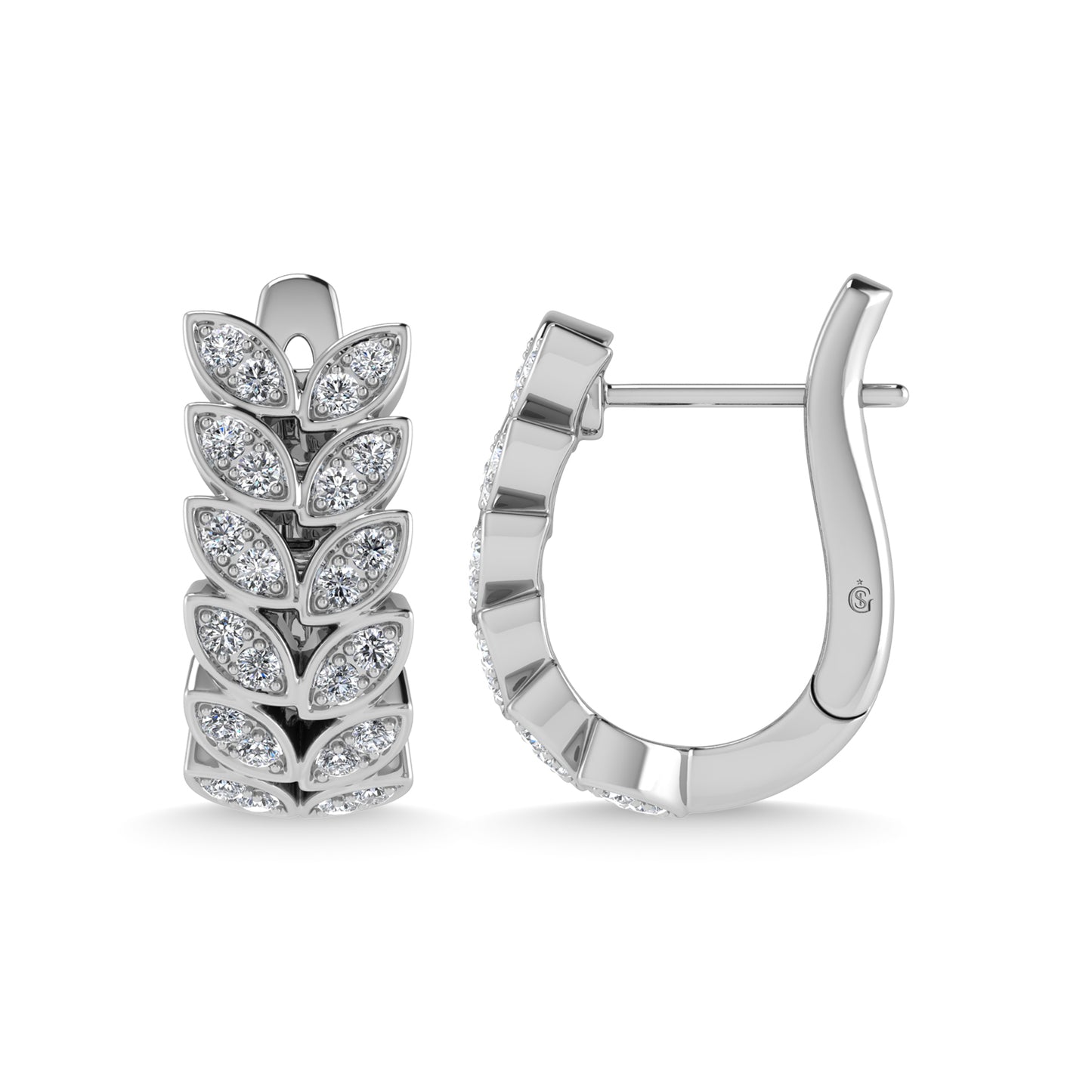 14K White Gold Diamond 1/2 Ct.Tw. Hoop Earrings