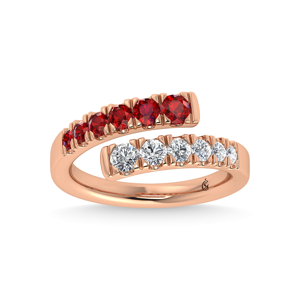 14K Rose Gold Diamond and Ruby 1 Ct.Tw. Fashion Ring