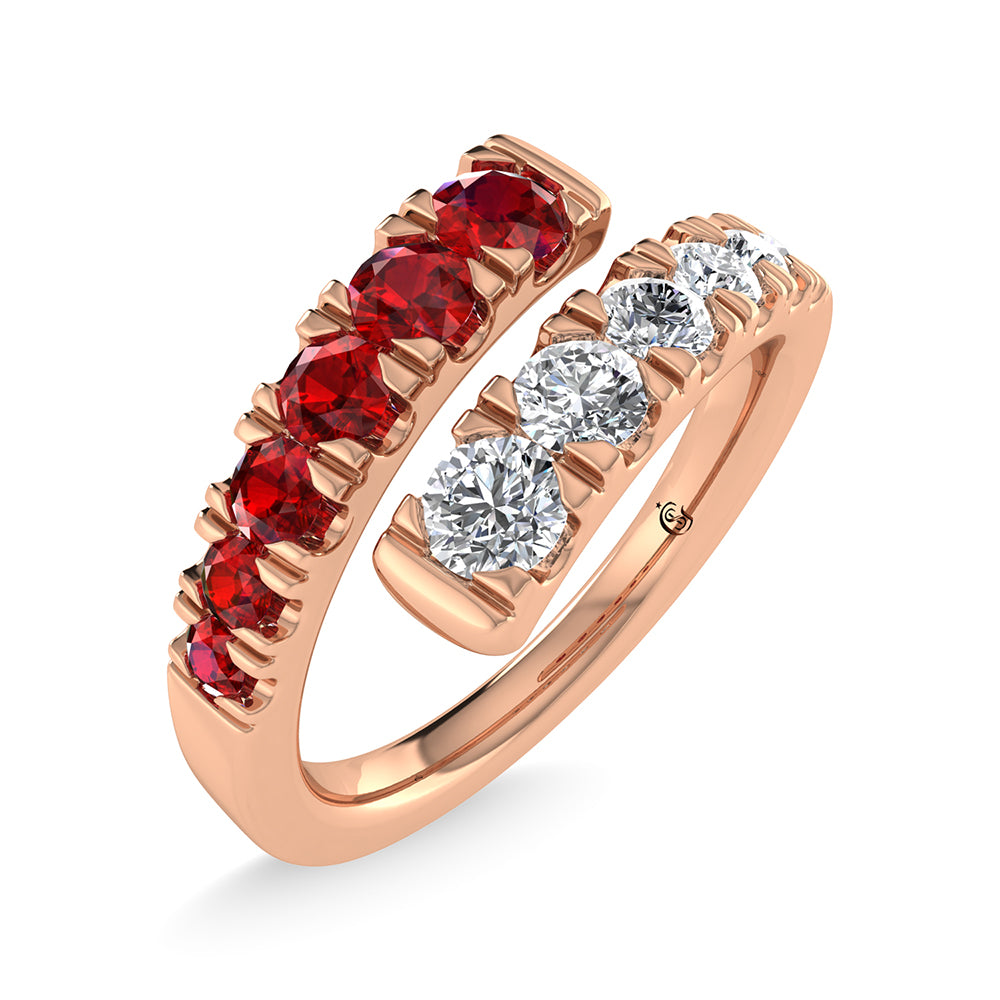 14K Rose Gold Diamond and Ruby 1 Ct.Tw. Fashion Ring