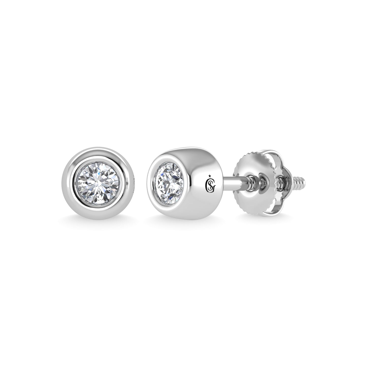 14K White Gold Diamond 1/10 Ct.Tw. Stud Earrings