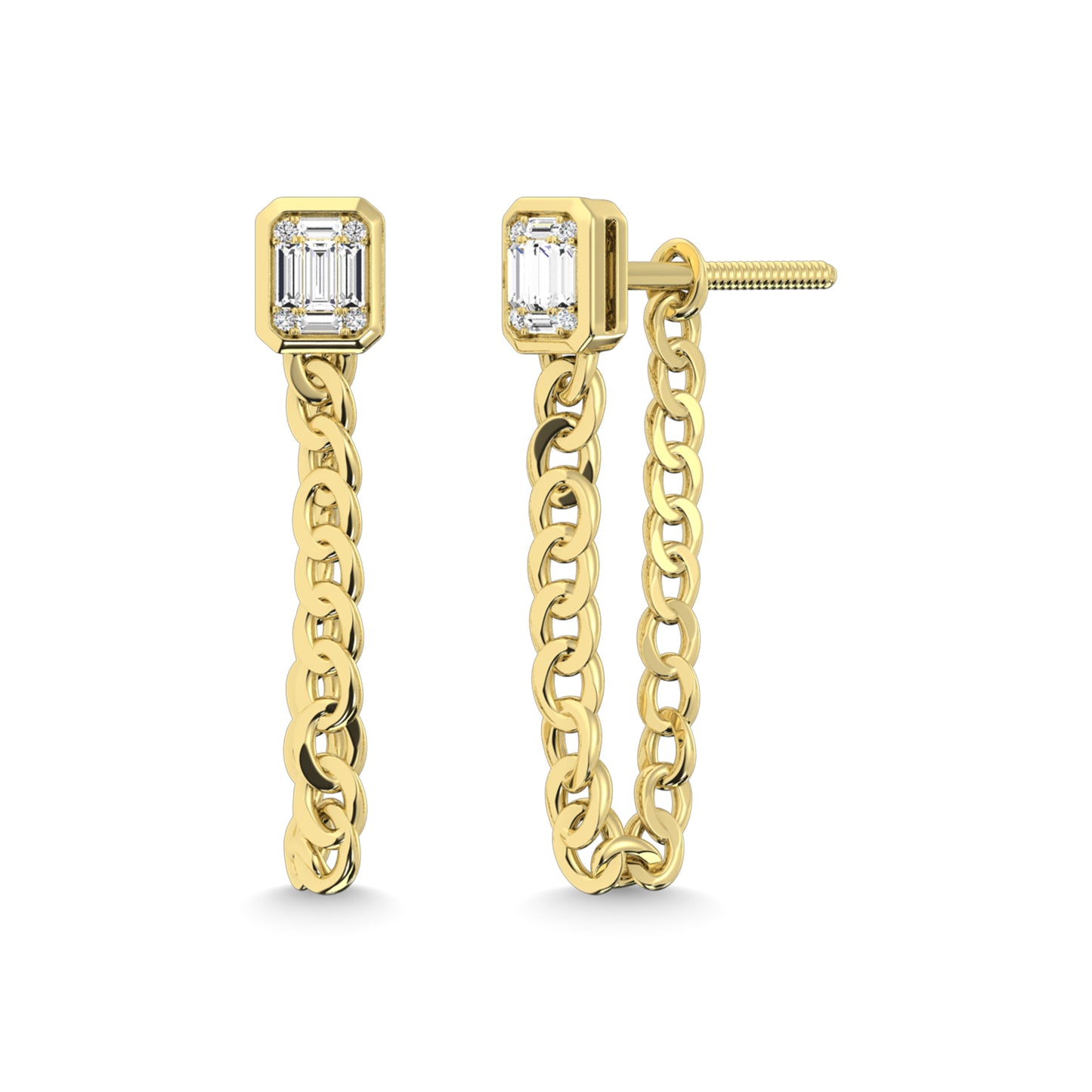 14K Yellow Gold Diamond 1/3 Ct.Tw. Cuban Earrings