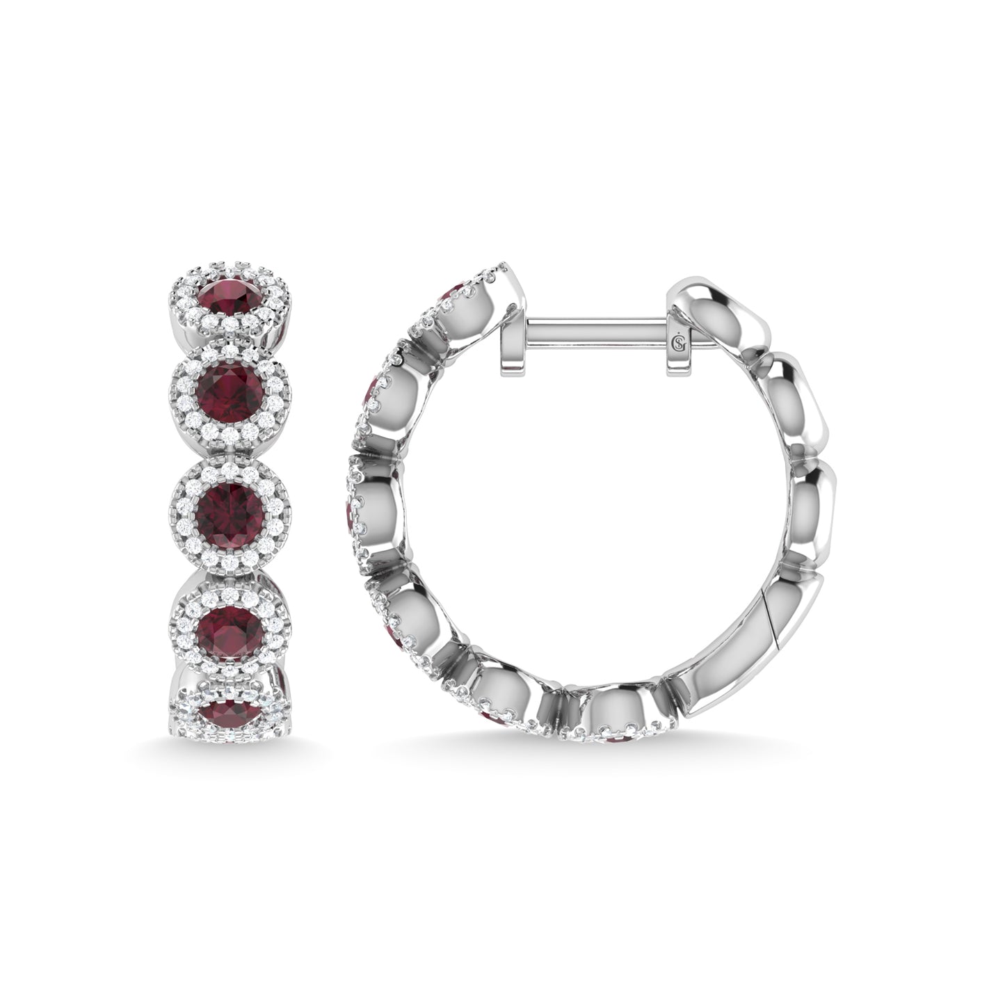 14K White Gold Ruby and Diamond 1 1/4 Ct.Tw. Fashion Earrings