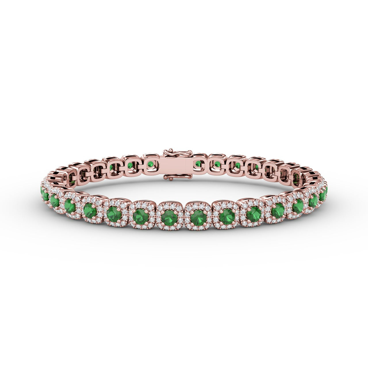 Cushion Cut Emerald and Diamond Bracelet