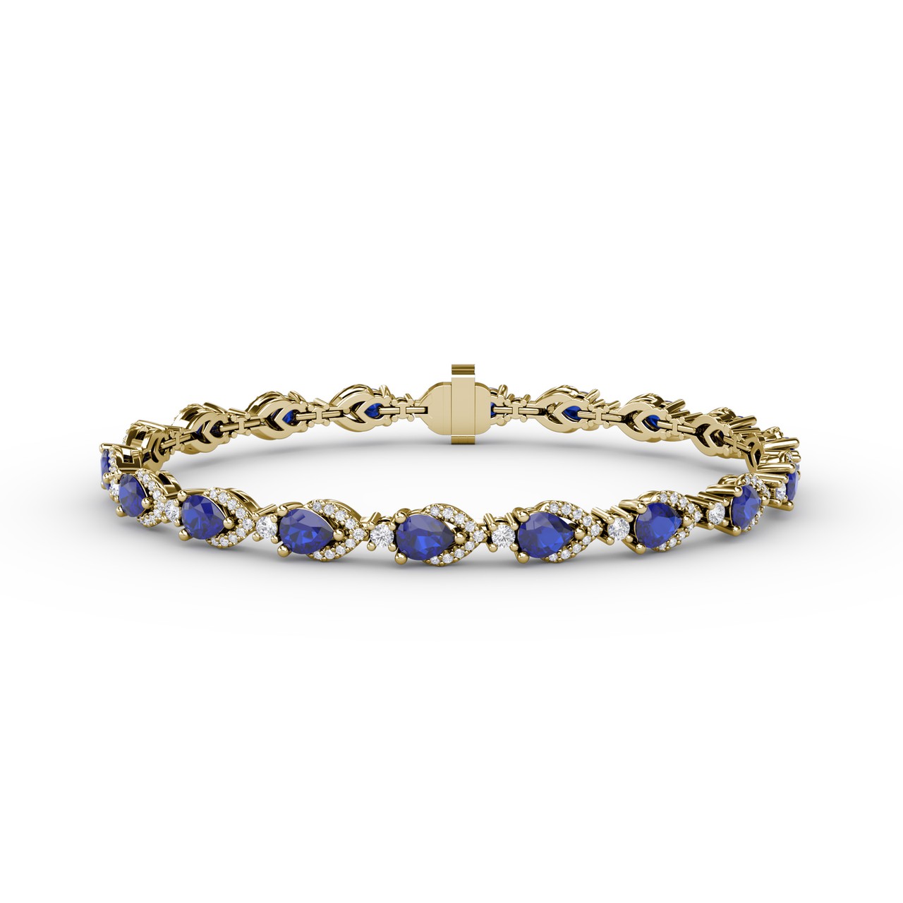 Pear-Shaped Sapphire and Diamond Bracelet