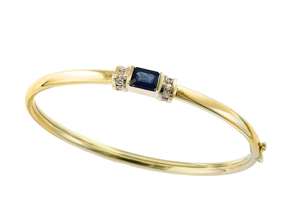 EFFY 14K YELLOW GOLD DIAMOND,NATURAL SAPPHIRE BANGLE