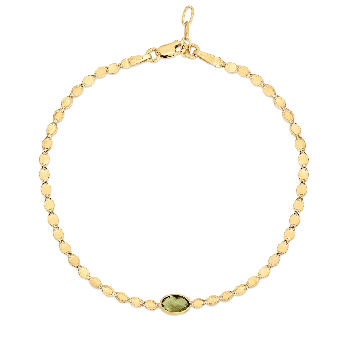 14K Peridot Mirrored Chain Necklace