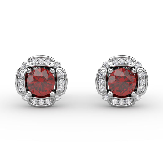 Vintage Channel Setting Stud Earrings