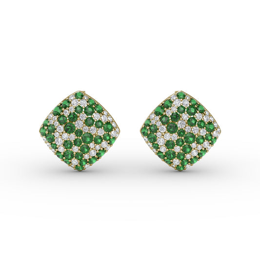Large PavÃ© Emerald and Diamond Studs
