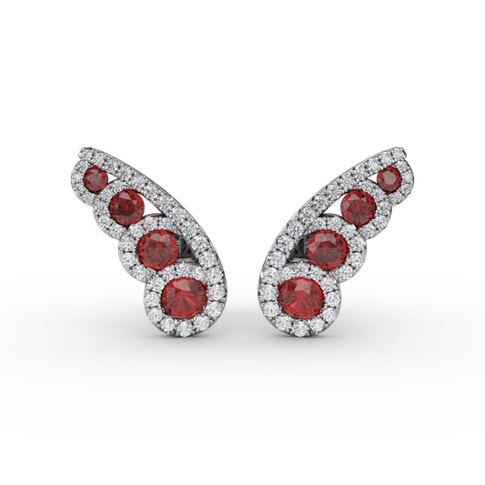 Butterfly Wing Ruby and Diamond Studs