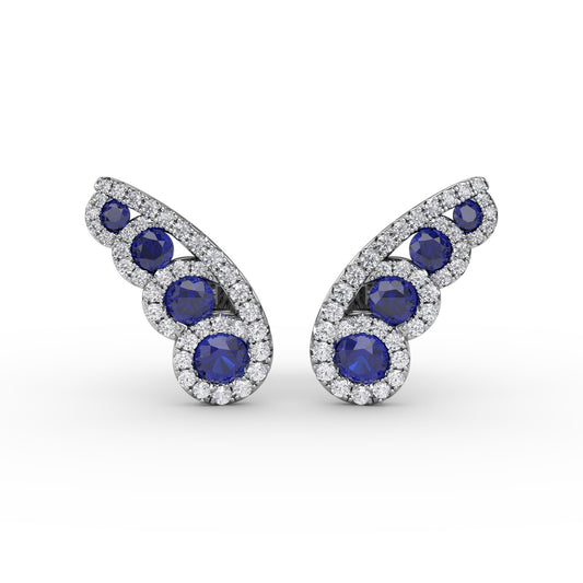 Butterfly Wing Sapphire and Diamond Studs