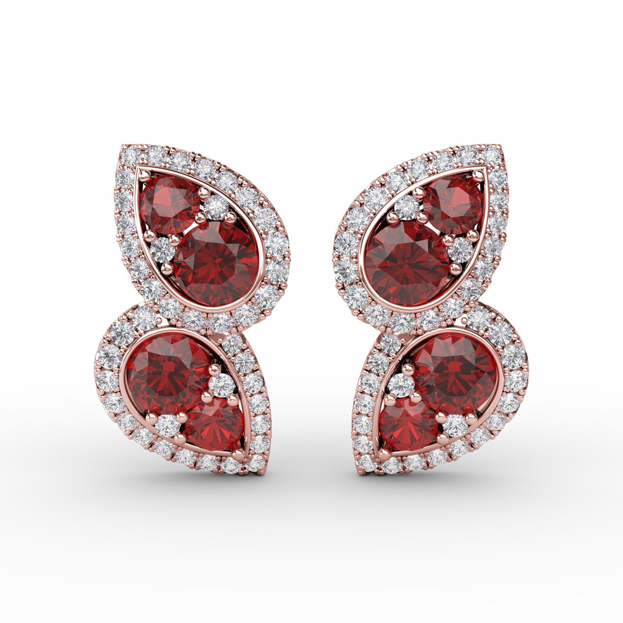 Teardrop Ruby and Diamond Earrings