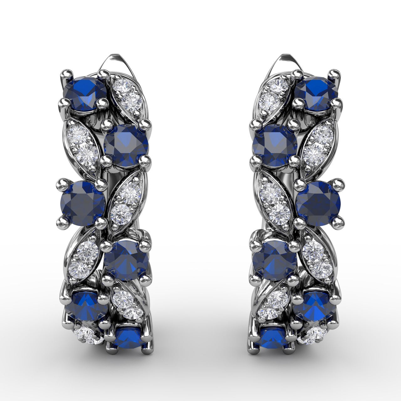 Clustered Sapphire and Diamond Earrings