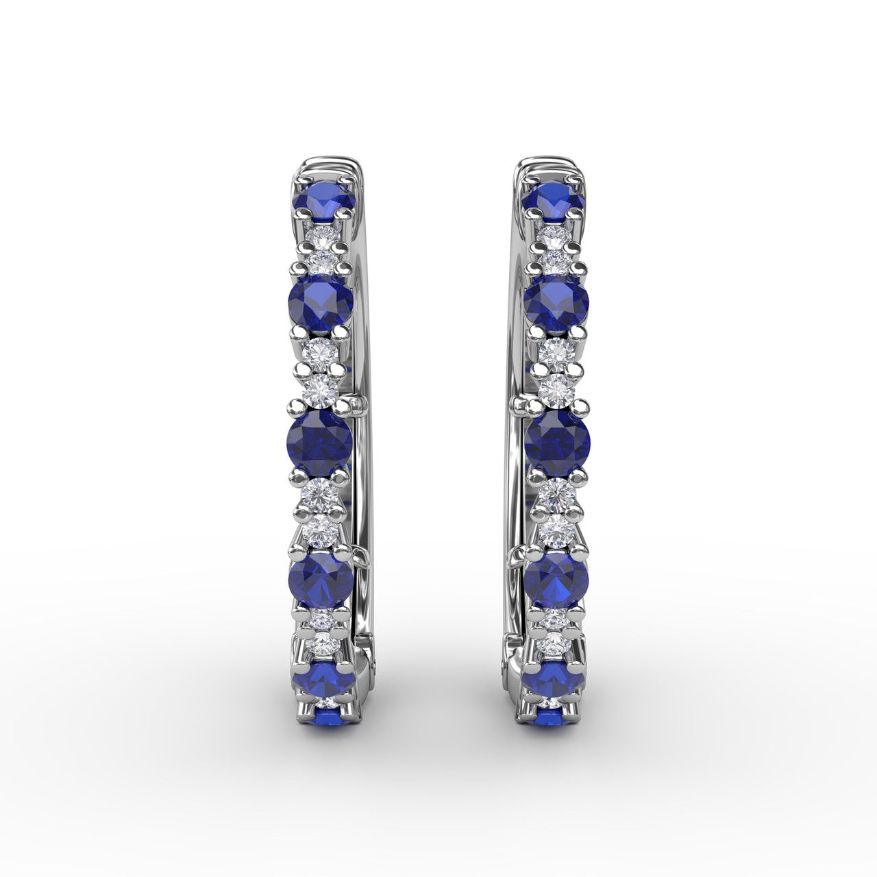 Precious Sapphire and Diamond Hoop Earrings