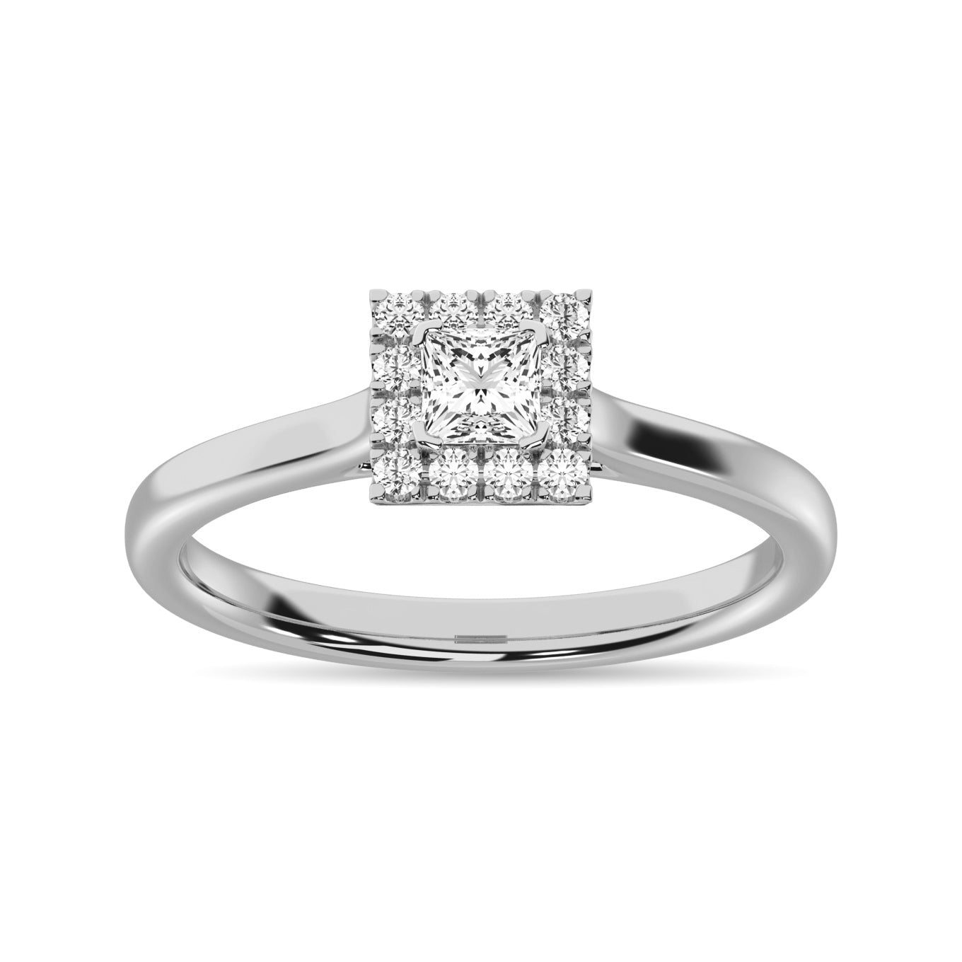 Diamond 3/8 Ct.Tw. Princess Center Halo Engagement Ring in 10K White Gold