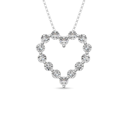 Diamond 1 Ct.Tw. Heart Pendant in 14K White Gold