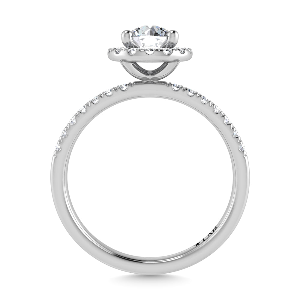 14K White Gold Lab Grown Diamond  1 3/4 Ct.Tw. Shank Round Shape Halo Engagement Ring