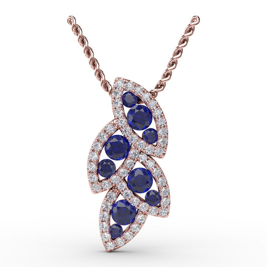 Glam Galore Sapphire and Diamond Leaf Pendant