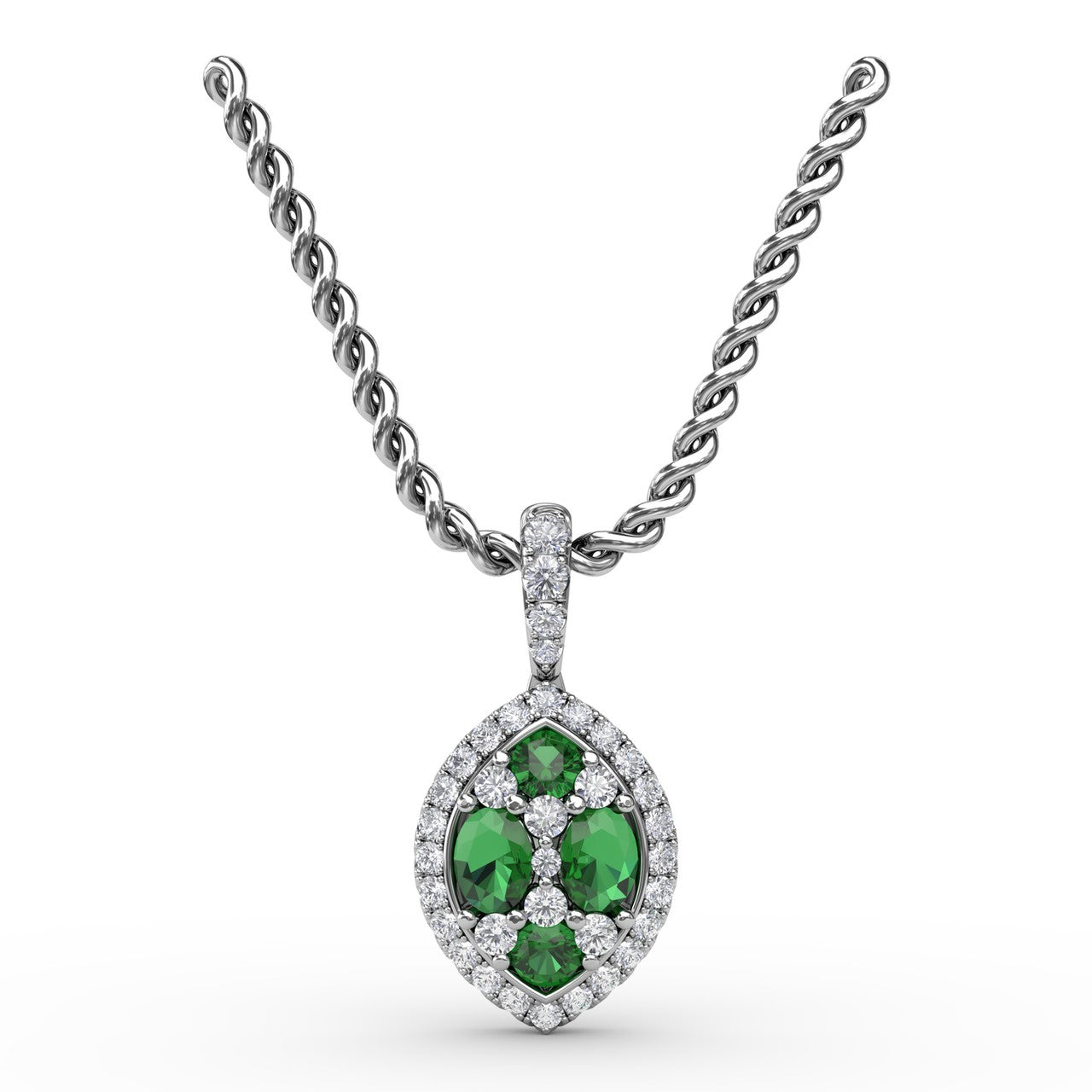 Marquise Emerald and Diamond Pendant