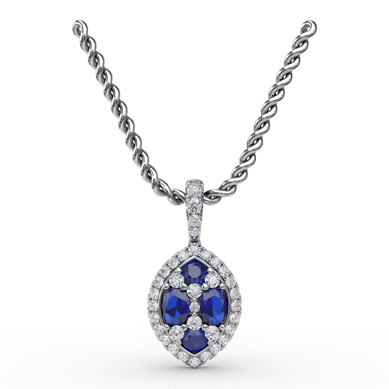 Marquise Sapphire and Diamond Pendant