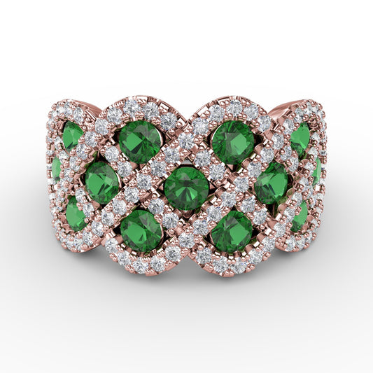 You And Me Emerald And Diamond Interweaving Ring