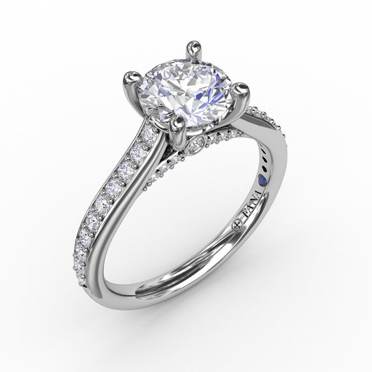 Classic Diamond Solitaire Engagement Ring With Diamond Band