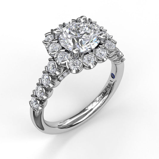 Large Cushion Halo Engagement Ring