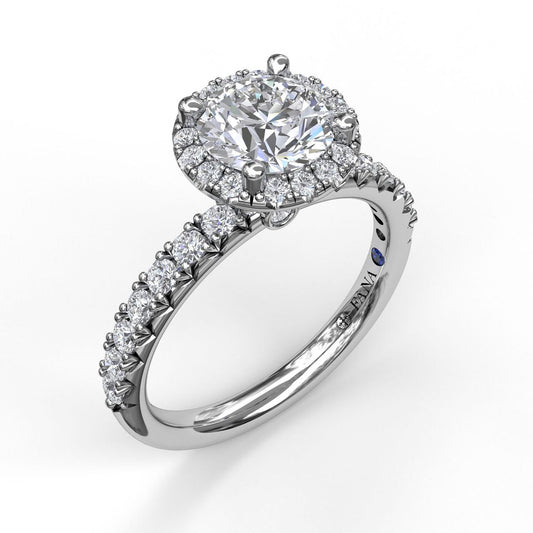 Classic Diamond Halo Engagement Ring with a Gorgeous Side Profile