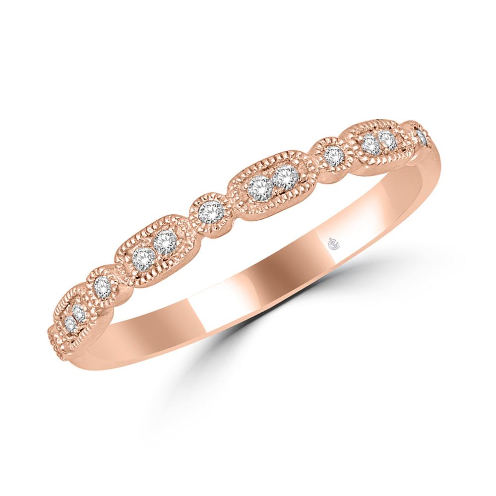 14K Rose Gold 1/10 Ct.Tw. Diamond Stackable Band